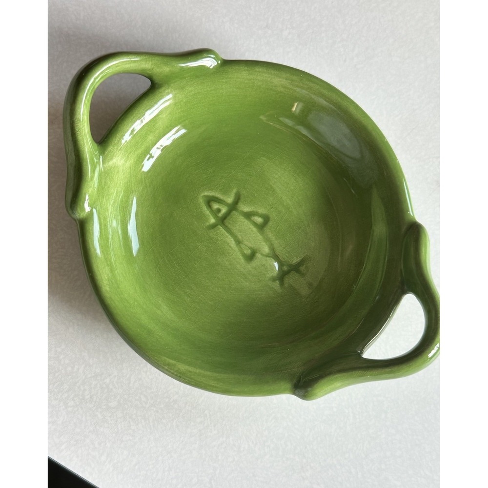 Vintage‎ Pottery Barn PAELLA Terracotta Gteen Fish Dipping Dish